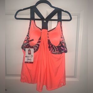 NWT Zeroxposur UPF 50+ Wide Strap Tankini Seashell Orange Racerback Tank Top XL